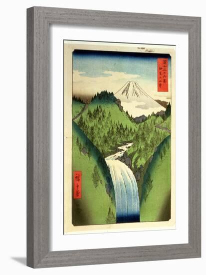 Fuji from the Mountains of Isu, No.22 from the Series '36 Views of Mt.Fuji' ('Fuji Saryu Rokkei')-Ando Hiroshige-Framed Giclee Print