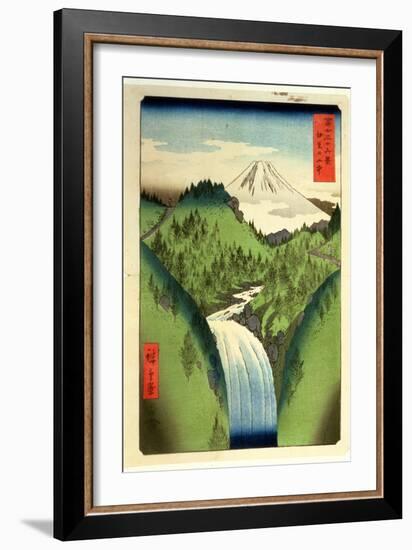 Fuji from the Mountains of Isu, No.22 from the Series '36 Views of Mt.Fuji' ('Fuji Saryu Rokkei')-Ando Hiroshige-Framed Giclee Print