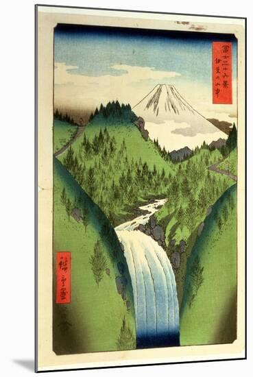 Fuji from the Mountains of Isu, No.22 from the Series '36 Views of Mt.Fuji' ('Fuji Saryu Rokkei')-Ando Hiroshige-Mounted Premium Giclee Print