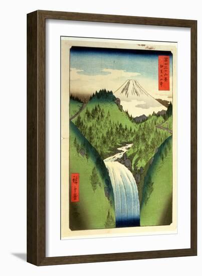 Fuji from the Mountains of Isu, No.22 from the Series '36 Views of Mt.Fuji' ('Fuji Saryu Rokkei')-Ando Hiroshige-Framed Premium Giclee Print