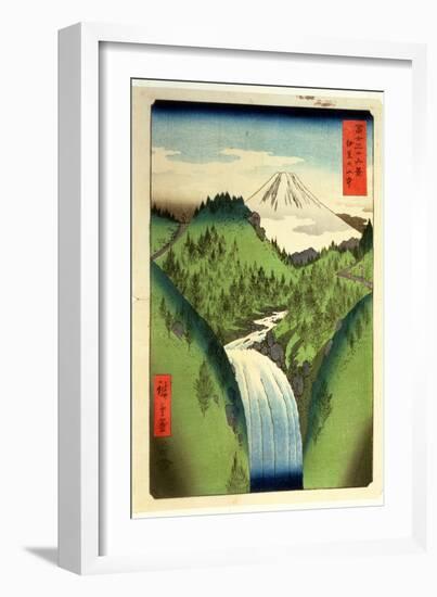 Fuji from the Mountains of Isu, No.22 from the Series '36 Views of Mt.Fuji' ('Fuji Saryu Rokkei')-Ando Hiroshige-Framed Premium Giclee Print