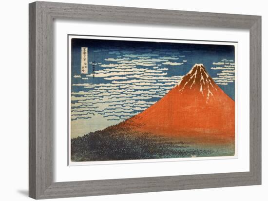 Fuji; Mountains in Clear Weather; 1831; from the Series '36 Views of Mt. Fuji' (Hand Coloured Wood-Katsushika Hokusai-Framed Giclee Print