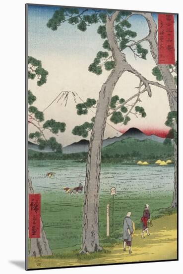 Fuji on the Left of the Tokaido Road, from 'Thirty Six Views of Mount Fuji'-Ando Hiroshige-Mounted Giclee Print