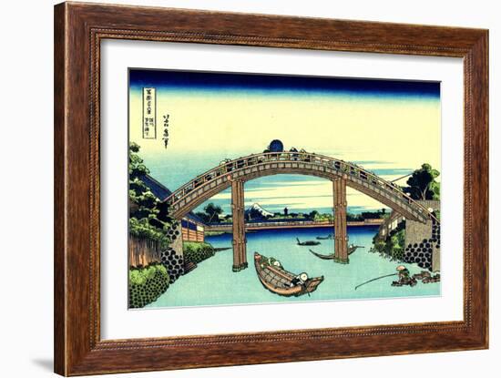 Fuji Seen Through the Mannen Bridge at Fukagawa, Edo, c.1830-Katsushika Hokusai-Framed Giclee Print