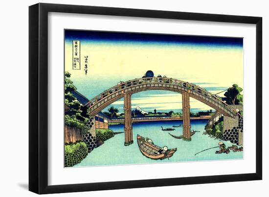 Fuji Seen Through the Mannen Bridge at Fukagawa, Edo, c.1830-Katsushika Hokusai-Framed Giclee Print