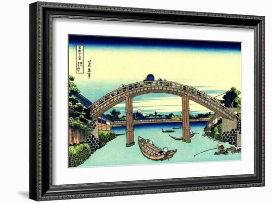 Fuji Seen Through the Mannen Bridge at Fukagawa, Edo, c.1830-Katsushika Hokusai-Framed Giclee Print