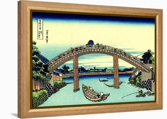 Fuji Seen Through the Mannen Bridge at Fukagawa, Edo, c.1830-Katsushika Hokusai-Framed Premier Image Canvas