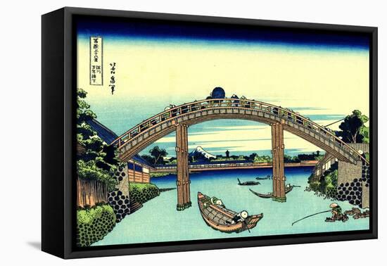 Fuji Seen Through the Mannen Bridge at Fukagawa, Edo, c.1830-Katsushika Hokusai-Framed Premier Image Canvas