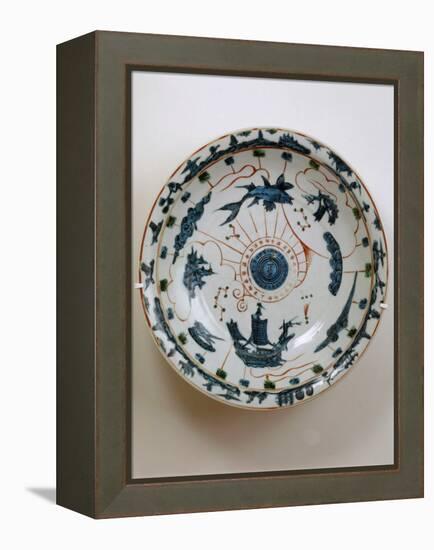 Fujian Plate with Maritime Motif, Swatow Porcelain,1573-1620, Ming Dynasty-null-Framed Premier Image Canvas