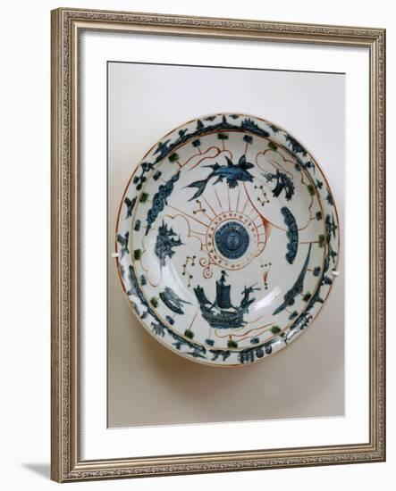 Fujian Plate with Maritime Motif, Swatow Porcelain,1573-1620, Ming Dynasty-null-Framed Photographic Print