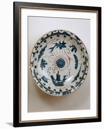 Fujian Plate with Maritime Motif, Swatow Porcelain,1573-1620, Ming Dynasty-null-Framed Photographic Print