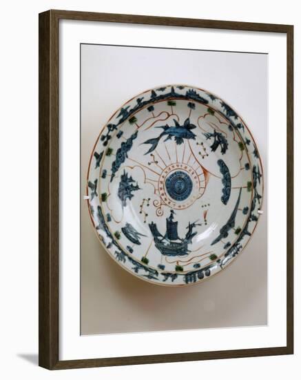 Fujian Plate with Maritime Motif, Swatow Porcelain,1573-1620, Ming Dynasty-null-Framed Photographic Print