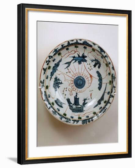 Fujian Plate with Maritime Motif, Swatow Porcelain,1573-1620, Ming Dynasty-null-Framed Photographic Print