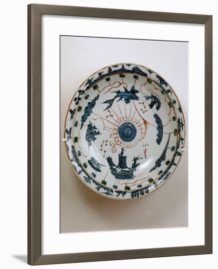 Fujian Plate with Maritime Motif, Swatow Porcelain,1573-1620, Ming Dynasty-null-Framed Photographic Print