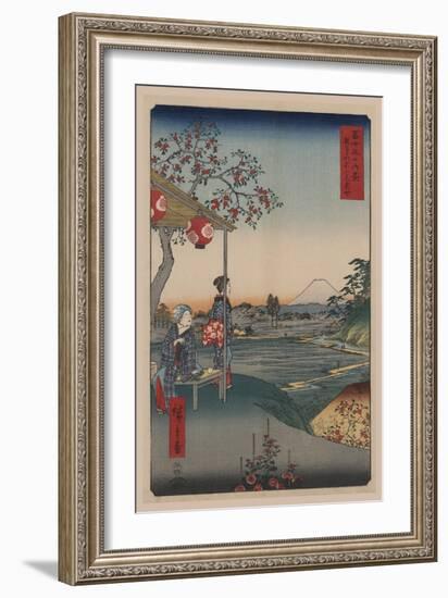 Fujimi Teahouse at Zoshigaya (Zoushigaya Fujimi Chaya)-Ando Hiroshige-Framed Art Print