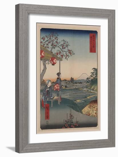 Fujimi Teahouse at Zoshigaya (Zoushigaya Fujimi Chaya)-Ando Hiroshige-Framed Art Print