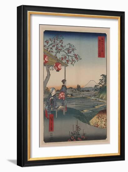 Fujimi Teahouse at Zoshigaya (Zoushigaya Fujimi Chaya)-Ando Hiroshige-Framed Art Print