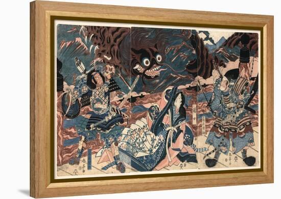 Fujiwara No Hidesato No Mukade Taiji-Kubo Shunman-Framed Premier Image Canvas