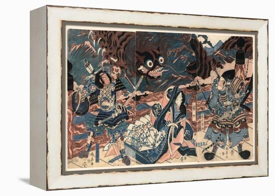 Fujiwara No Hidesato No Mukade Taiji-Kubo Shunman-Framed Premier Image Canvas