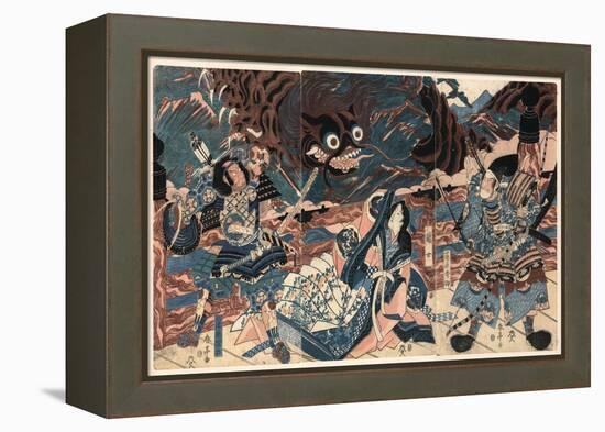 Fujiwara No Hidesato No Mukade Taiji-Kubo Shunman-Framed Premier Image Canvas
