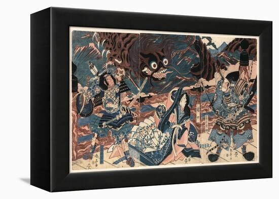Fujiwara No Hidesato No Mukade Taiji-Kubo Shunman-Framed Premier Image Canvas
