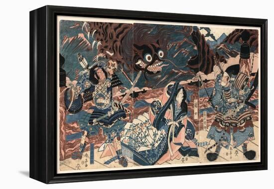 Fujiwara No Hidesato No Mukade Taiji-Kubo Shunman-Framed Premier Image Canvas