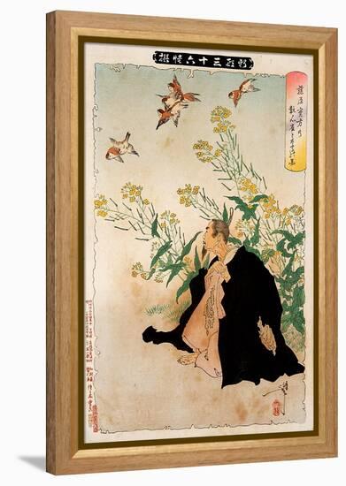 Fujiwara No Sanekata's Obsession with the Sparrows, Thirty-Six Transformations-Yoshitoshi Tsukioka-Framed Premier Image Canvas