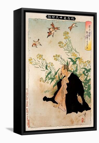Fujiwara No Sanekata's Obsession with the Sparrows, Thirty-Six Transformations-Yoshitoshi Tsukioka-Framed Premier Image Canvas