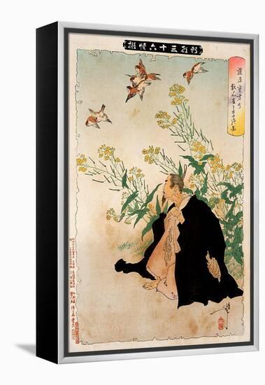 Fujiwara No Sanekata's Obsession with the Sparrows, Thirty-Six Transformations-Yoshitoshi Tsukioka-Framed Premier Image Canvas