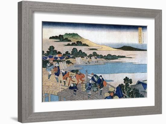 Fukui Bridge, Province of Echizen, C1785-1849-Katsushika Hokusai-Framed Giclee Print