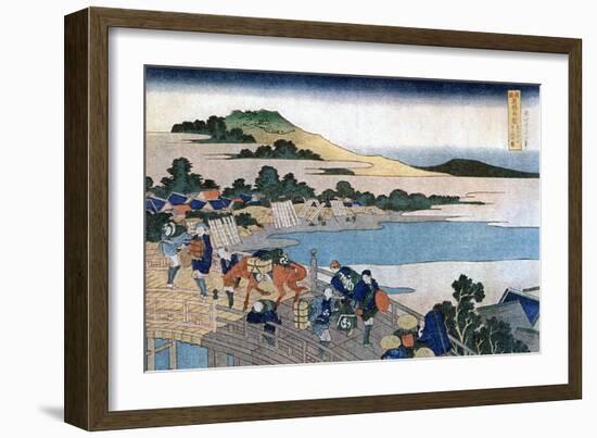 Fukui Bridge, Province of Echizen, C1785-1849-Katsushika Hokusai-Framed Giclee Print