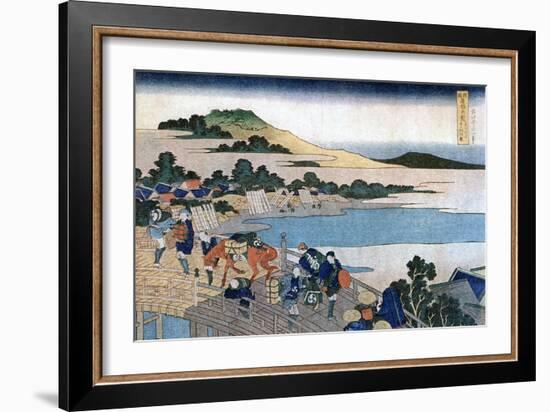 Fukui Bridge, Province of Echizen, C1785-1849-Katsushika Hokusai-Framed Giclee Print