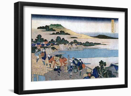 Fukui Bridge, Province of Echizen, C1785-1849-Katsushika Hokusai-Framed Giclee Print