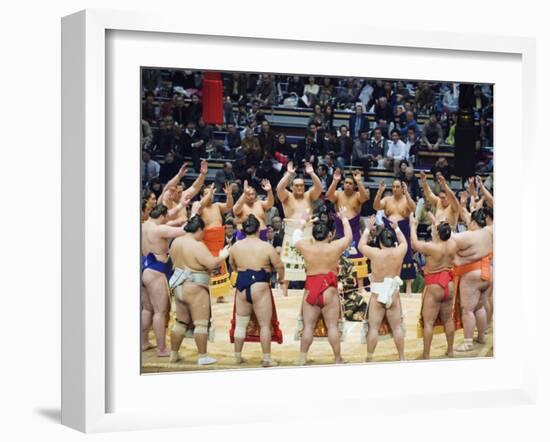 Fukuoka Sumo Competition, Entering the Ring Ceremony, Kyushu Basho, Fukuoka City, Kyushu, Japan-Christian Kober-Framed Photographic Print