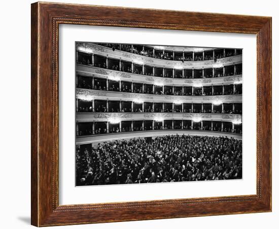 Full Capacity Audience at La Scala Opera House During a Performance Conducted by Antonio Pedrotti-Alfred Eisenstaedt-Framed Photographic Print