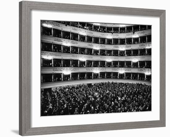 Full Capacity Audience at La Scala Opera House During a Performance Conducted by Antonio Pedrotti-Alfred Eisenstaedt-Framed Photographic Print