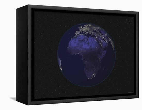 Full Earth at Night Showing Africa, Europe 2001-08-07-Stocktrek Images-Framed Premier Image Canvas