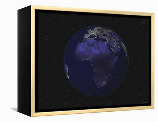 Full Earth at Night Showing Africa, Europe 2001-08-07-Stocktrek Images-Framed Premier Image Canvas