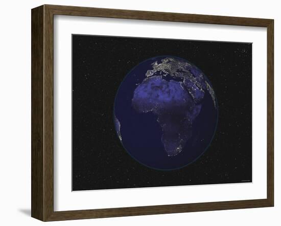 Full Earth at Night Showing Africa, Europe 2001-08-07-Stocktrek Images-Framed Photographic Print