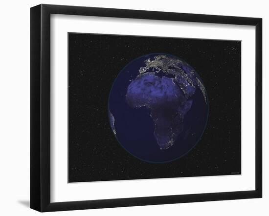 Full Earth at Night Showing Africa, Europe 2001-08-07-Stocktrek Images-Framed Photographic Print