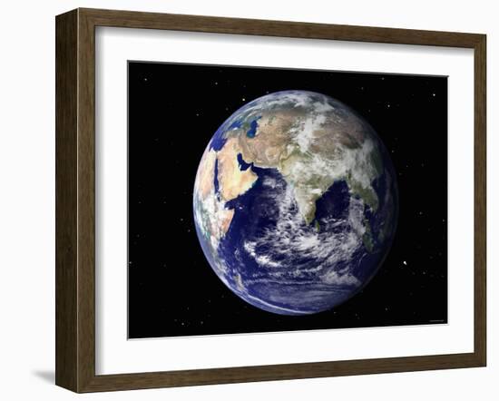 Full Earth Showing Europe and Asia (With Stars)-Stocktrek Images-Framed Photographic Print