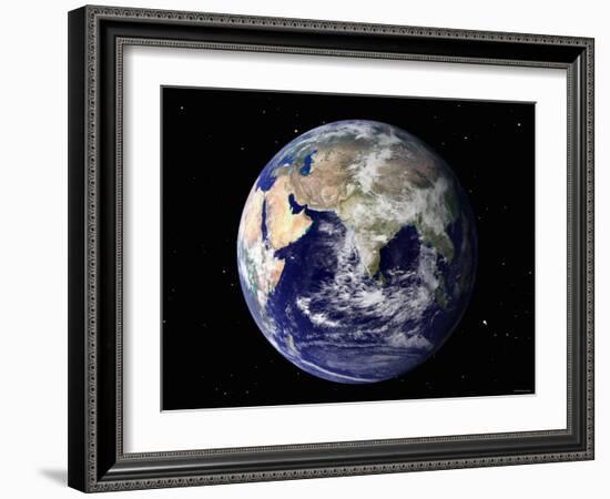 Full Earth Showing Europe and Asia (With Stars)-Stocktrek Images-Framed Photographic Print