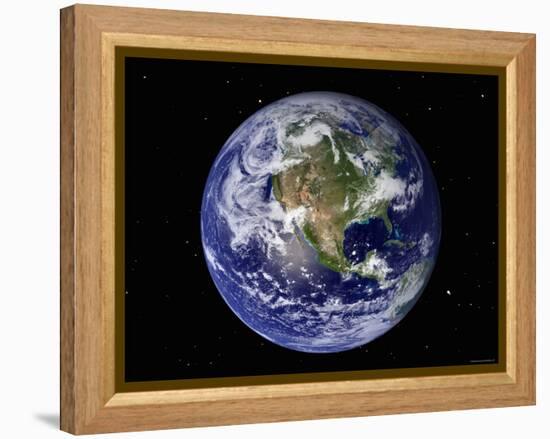 Full Earth Showing North America (With Stars)-Stocktrek Images-Framed Premier Image Canvas