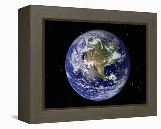 Full Earth Showing North America (With Stars)-Stocktrek Images-Framed Premier Image Canvas