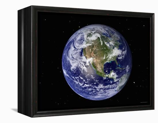 Full Earth Showing North America (With Stars)-Stocktrek Images-Framed Premier Image Canvas