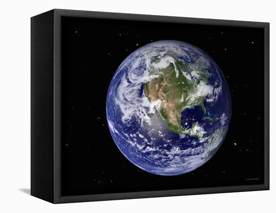 Full Earth Showing North America (With Stars)-Stocktrek Images-Framed Premier Image Canvas