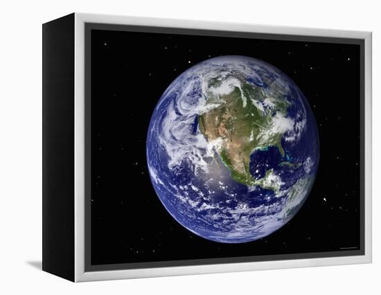 Full Earth Showing North America (With Stars)-Stocktrek Images-Framed Premier Image Canvas