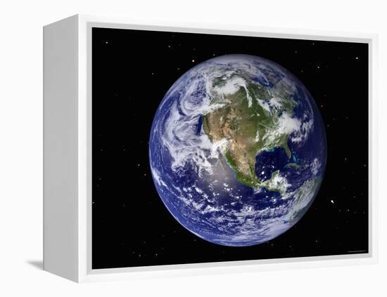 Full Earth Showing North America (With Stars)-Stocktrek Images-Framed Premier Image Canvas