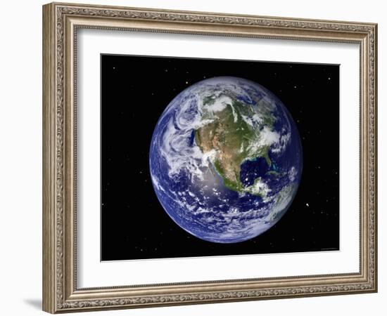 Full Earth Showing North America (With Stars)-Stocktrek Images-Framed Photographic Print