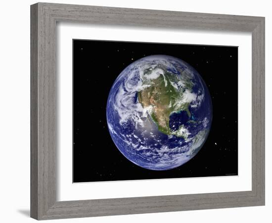 Full Earth Showing North America (With Stars)-Stocktrek Images-Framed Photographic Print